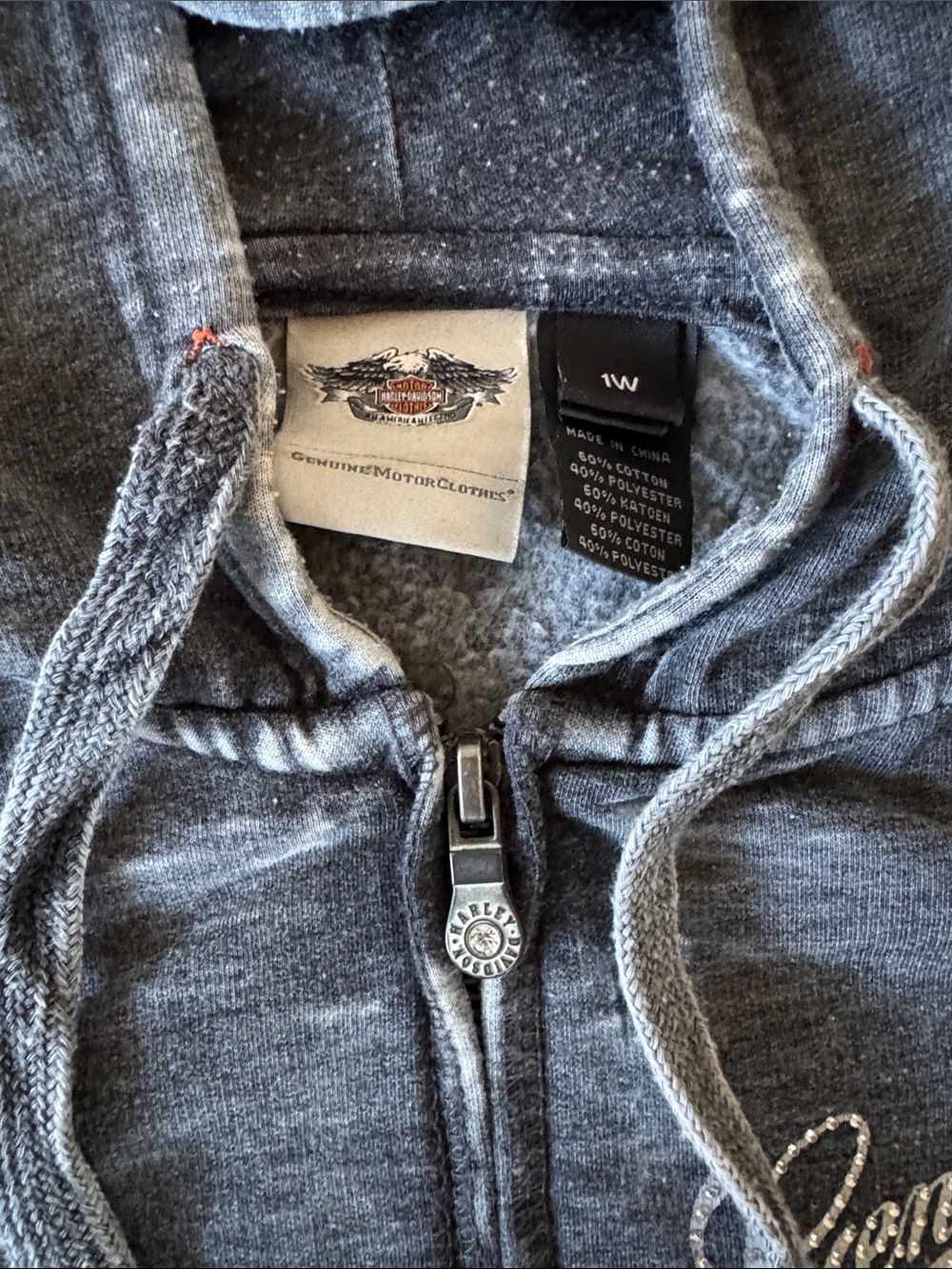 Harley-Davidson Black & Orange Hooded Zip Sweatshirt - Picture 2 of 3